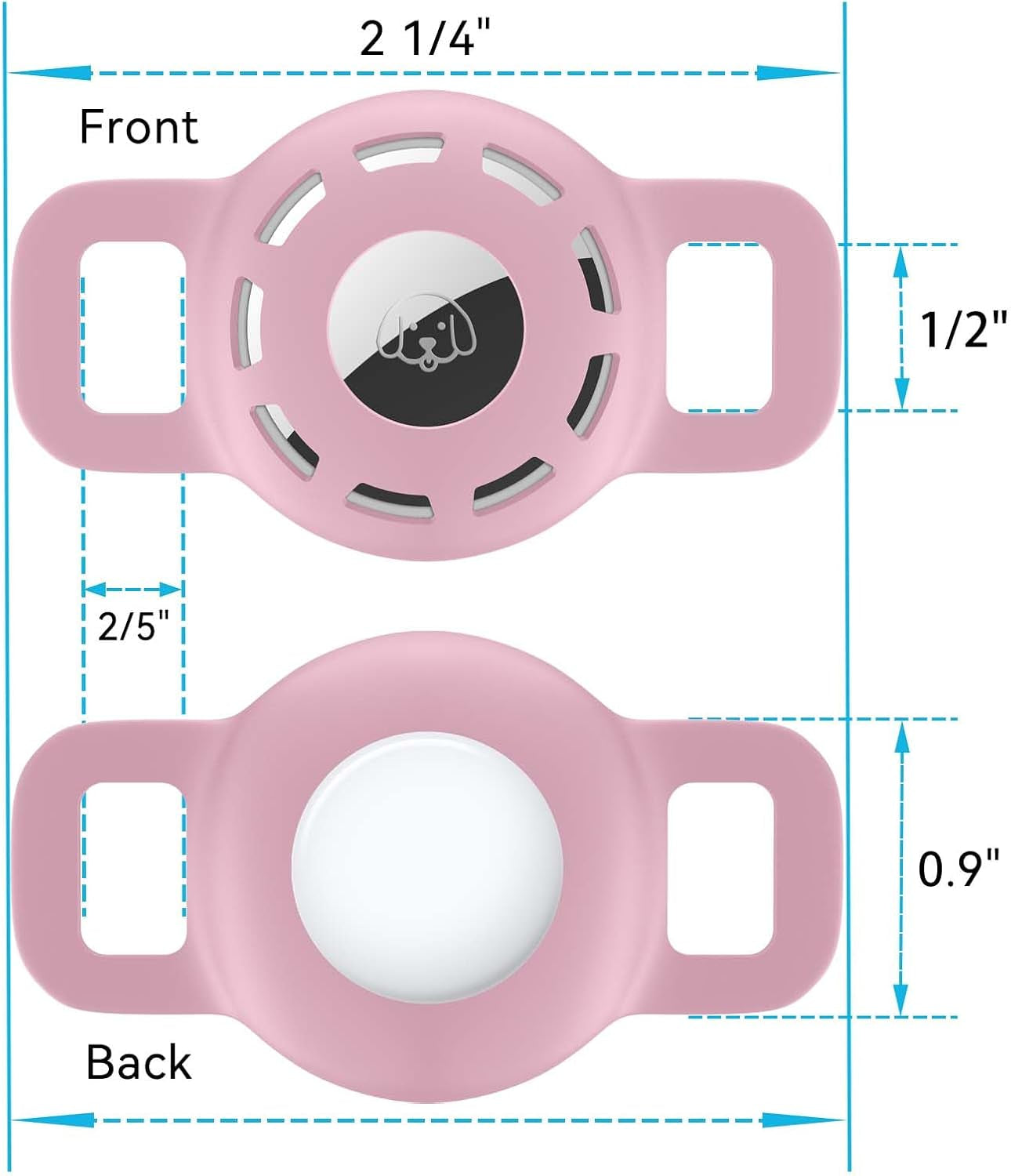 AirTag Cat Collar Holder - 2 Pack of Protective Holders for Apple AirTag Compatible with Cat and Small Dog Collars (up to 1/2 Inch)