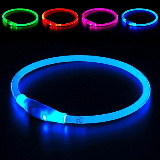 USB Rechargeable LED Dog Collar - Enhanced Night Visibility Safety Necklace for Small, Medium, and Large Dogs (Blue)