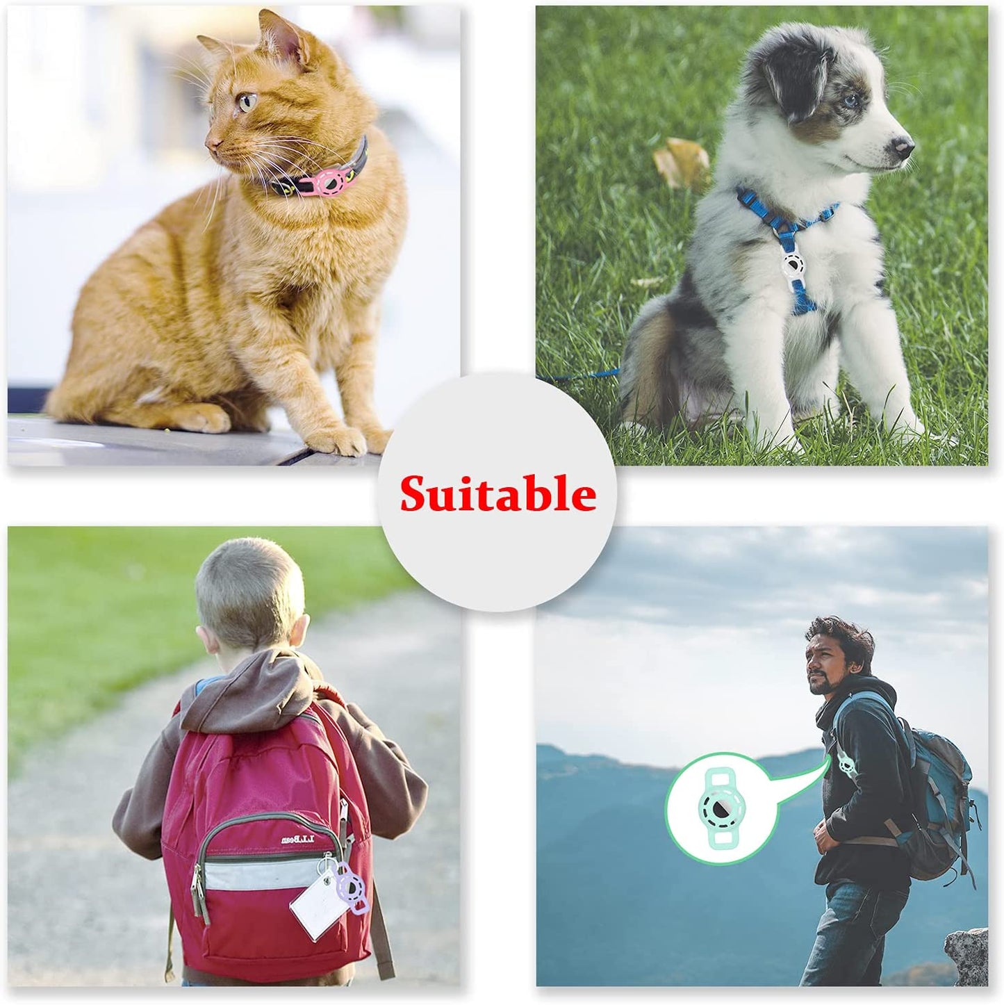 AirTag Cat Collar Holder - 2 Pack of Protective Holders for Apple AirTag Compatible with Cat and Small Dog Collars (up to 1/2 Inch)