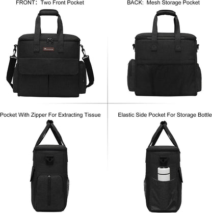 Dog Travel Kit - Weekend Travel Bag Set with Organizer, 2 Collapsible Bowls, and 2 Food Containers (Black)
