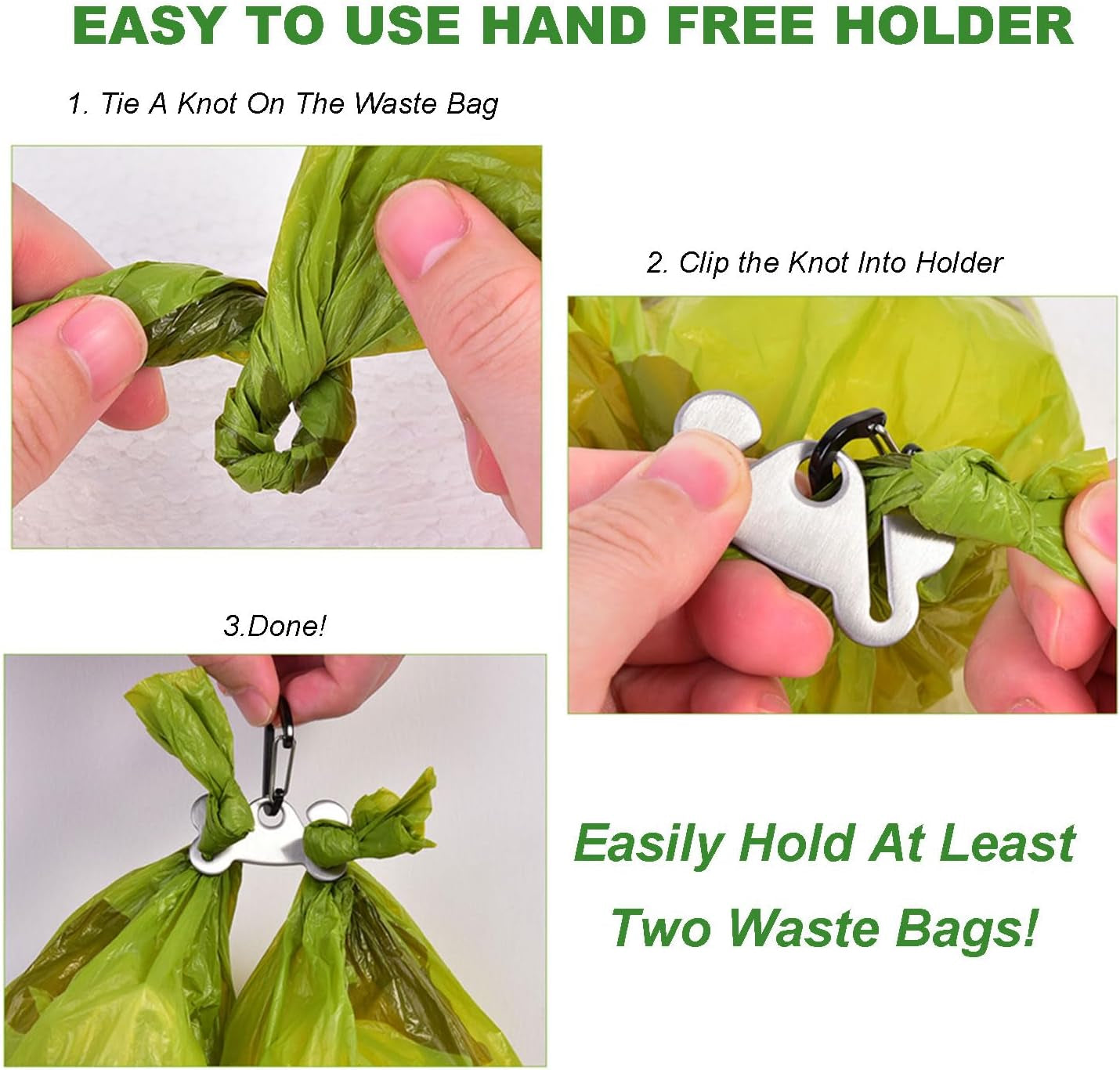 Dog Waste Bag Dispenser - Soft Fabric Zippered Holder for Pet Waste Bags with Leash Attachment - 2-Pack in Purple and Black