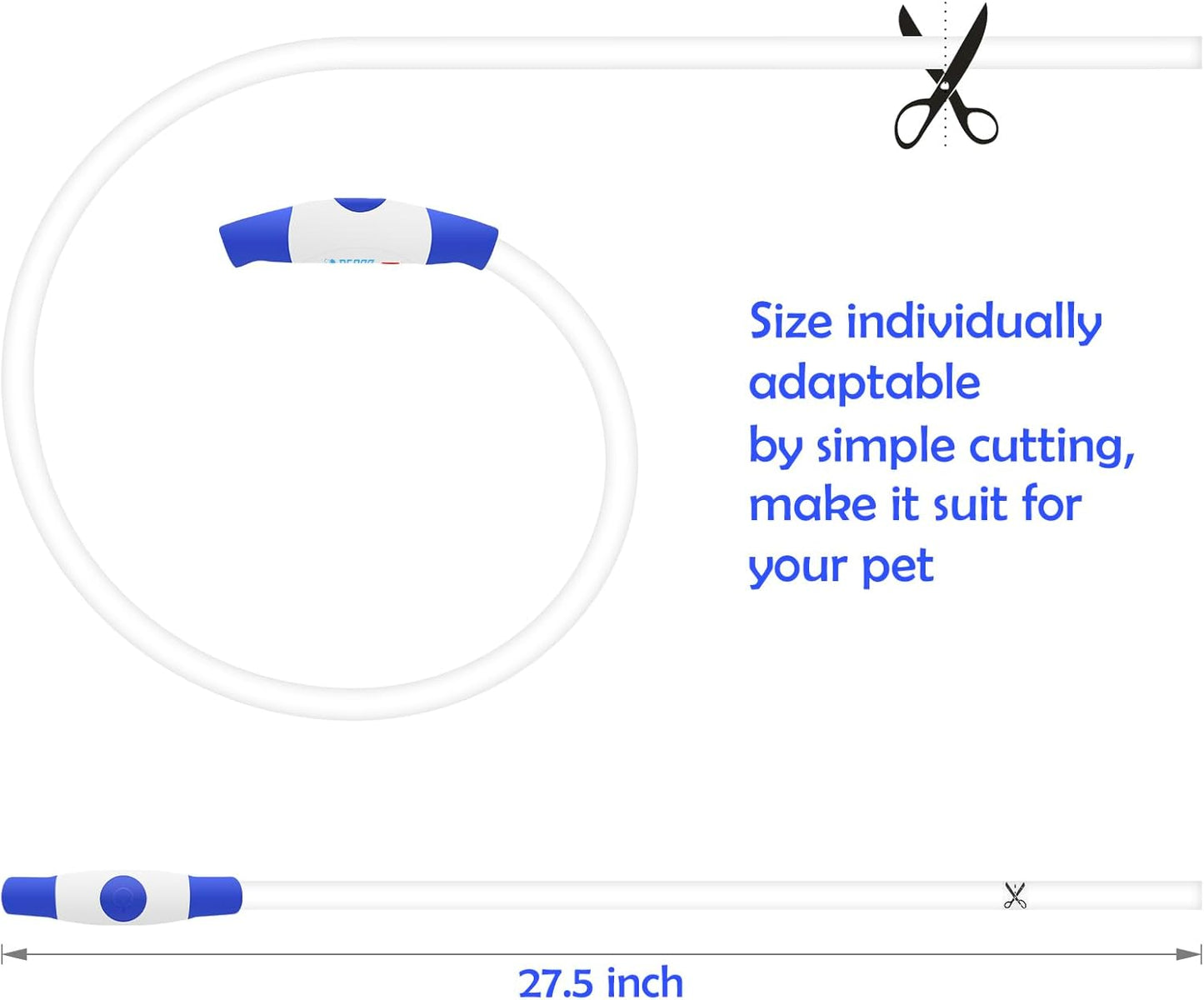USB Rechargeable LED Dog Collar - Enhanced Night Visibility Safety Necklace for Small, Medium, and Large Dogs (Blue)