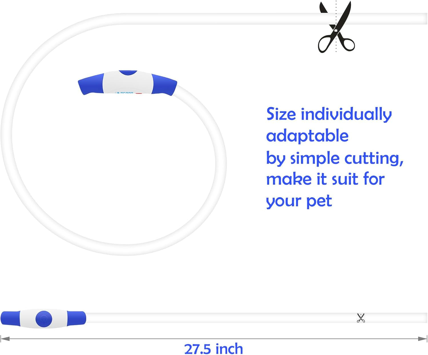 USB Rechargeable LED Dog Collar - Enhanced Night Visibility Safety Necklace for Small, Medium, and Large Dogs (Blue)