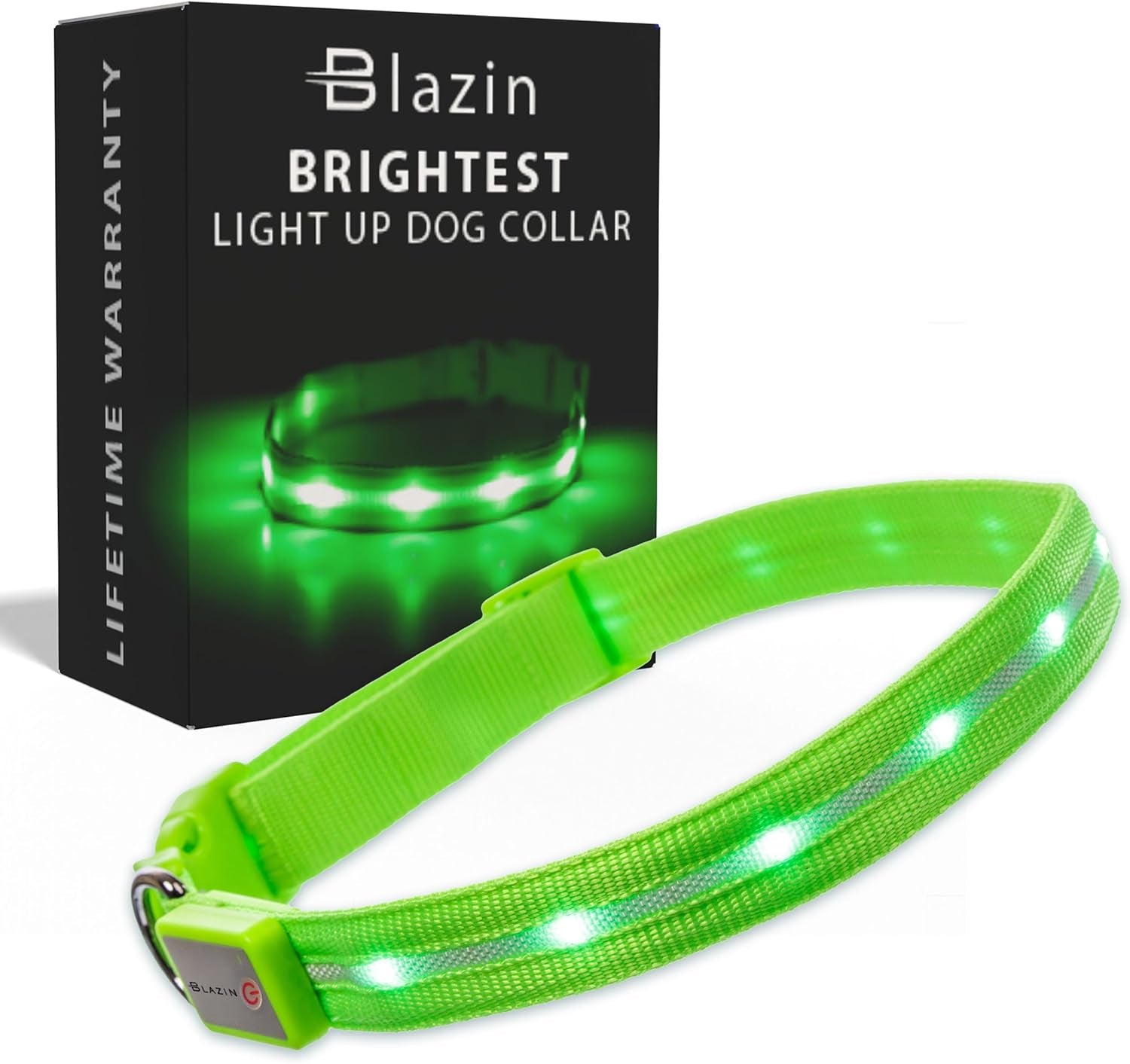 LED Dog Collar - Original USB Rechargeable and Waterproof Design - 1,000 Feet Visibility - Suitable for Small, Medium, and Large Dogs - US Brand